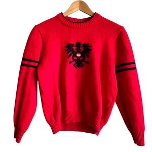 Rare Vintage Sigi Scheiber Crest Pure Wool Premium Knit Red Sweater Med 18x23